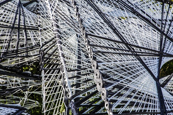 Facade material for the Texoversum, construction site, facade mesh lies on the ground, Reutlingen