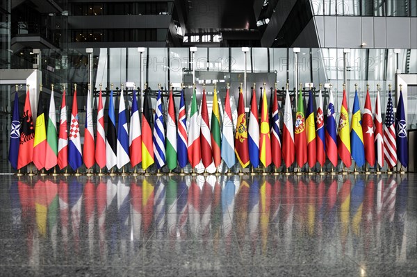 Symbolic image at the meeting of NATO foreign ministers. Brussels, 03.04.2024. Photographed on