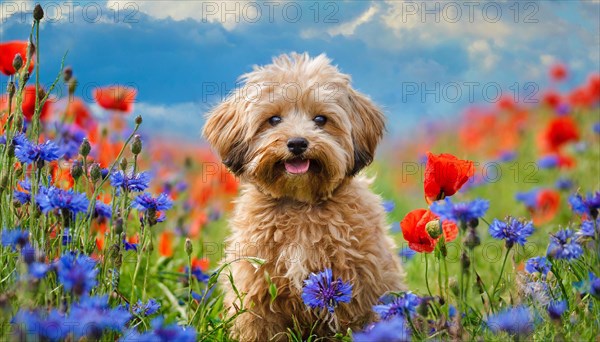KI generated, animal, animals, mammal, mammals, Maltipoo (Canis lupus familiaris), dog, dogs,