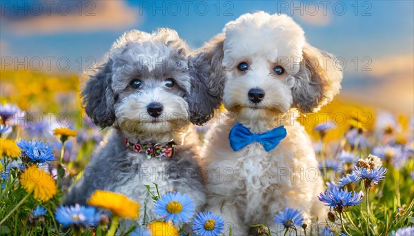 AI generated, animals, mammals, dog, domestic dogs (Canis lupus familiaris), two animals, white,