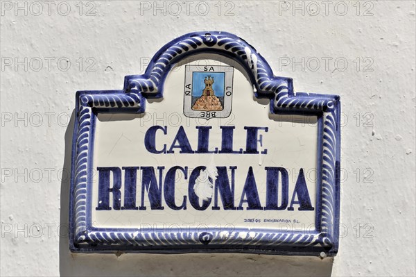 Solabrena, A blue and white ceramic road sign with the inscription 'CALLE RINCONADA', Costa del