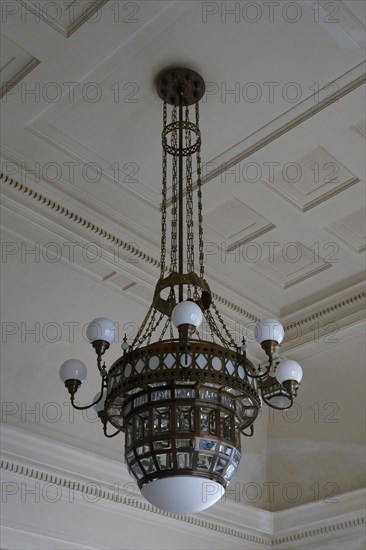 Interior view, chandelier, staircase, Janacek Academy of Music and Performing Arts, Brno,
