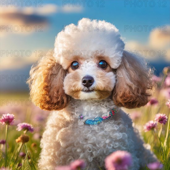 KI generated, animals, mammals, dog, domestic dogs (Canis lupus familiaris), apricot,
