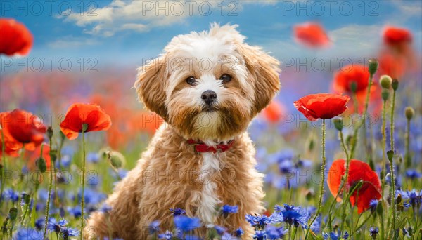 KI generated, animal, animals, mammal, mammals, Maltipoo (Canis lupus familiaris), dog, dogs,