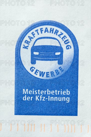 Sign with logo motor vehicle trade master craftsman's business of the motor vehicle guild, Germany,