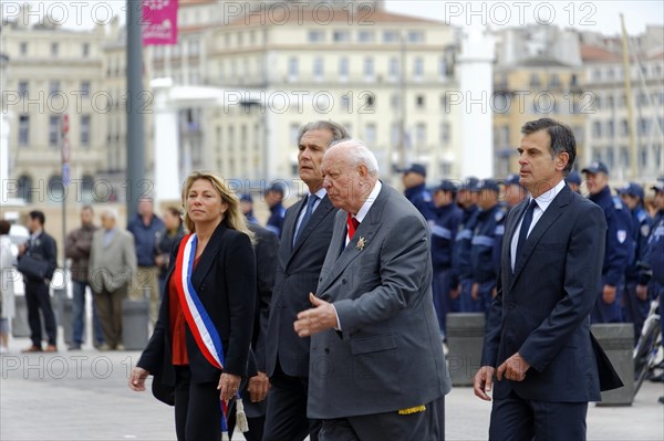 Marseille City Hall, Officials at a ceremony, one wearing a medal, Marseille, Departement