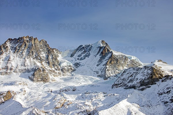Gran Paradiso, Grand Paradis in winter, mountain top in the Graian Alps between the Aosta Valley