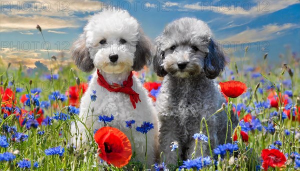 AI generated, animals, mammals, dog, domestic dogs (Canis lupus familiaris), two animals, white,