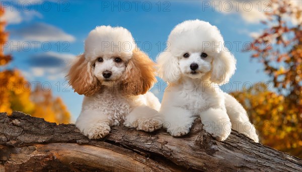 KI generated, animals, mammals, dog, domestic dogs (Canis lupus familiaris), two dogs, white,