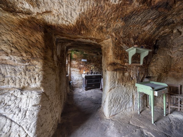 Cave dwelling on the Schaeferberg in Langenstein, Harz foreland, Halberstadt, Saxony-Anhalt,