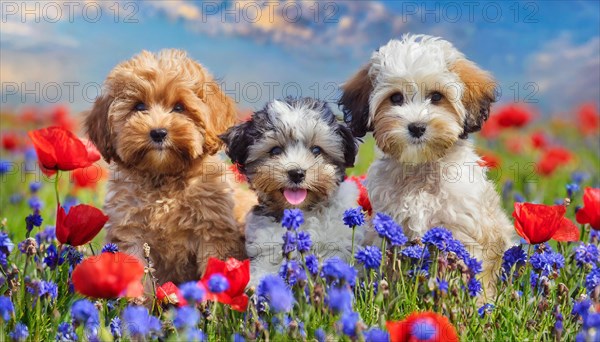 KI generated, animal, animals, mammal, mammals, Maltipoo (Canis lupus familiaris), dog, dogs,