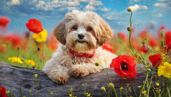 KI generated, animal, animals, mammal, mammals, Maltipoo (Canis lupus familiaris), dog, dogs,