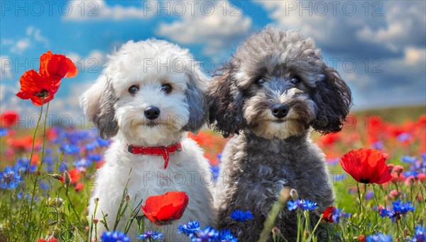 AI generated, animals, mammals, dog, domestic dogs (Canis lupus familiaris), two animals, white,