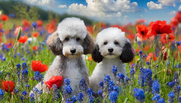 AI generated, animals, mammals, dog, domestic dogs (Canis lupus familiaris), two animals, white,
