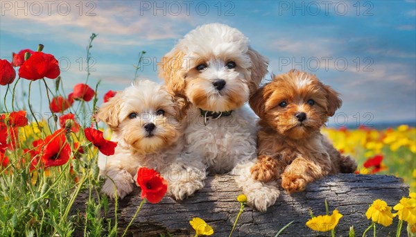 KI generated, animal, animals, mammal, mammals, Maltipoo (Canis lupus familiaris), dog, dogs,