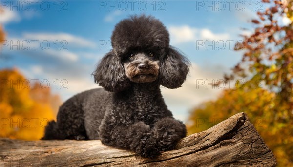 KI generated, animals, mammals, dog, domestic dogs (Canis lupus familiaris), black, black,