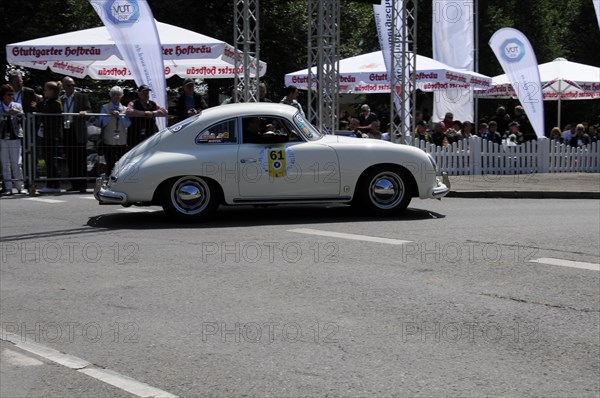 Ivory-coloured Porsche Coupe classic car at a motorsport event, SOLITUDE REVIVAL 2011, Stuttgart,