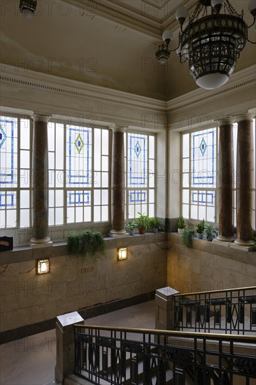 Interior view, staircase, Janacek Academy of Music and Performing Arts, Brno, Jihomoravsky kraj,