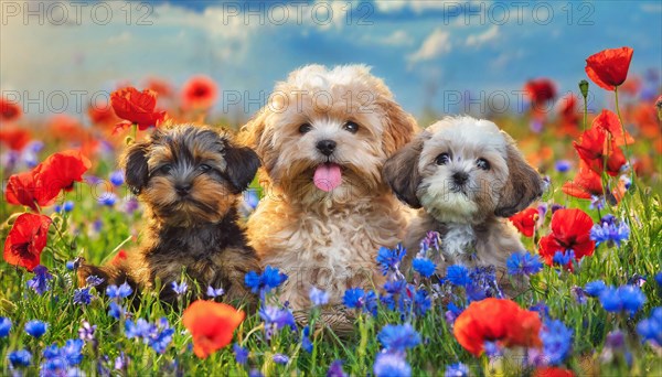 KI generated, animal, animals, mammal, mammals, Maltipoo (Canis lupus familiaris), dog, dogs,