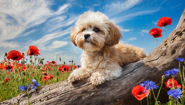 KI generated, animal, animals, mammal, mammals, Maltipoo (Canis lupus familiaris), dog, dogs,
