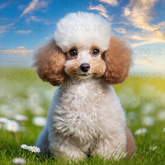 KI generated, animals, mammals, dog, domestic dogs (Canis lupus familiaris), apricot,
