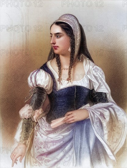 Isabella I, nicknamed Isabella the Catholic. Spanish Isabel la Catolica, 1451- 1504, Queen of