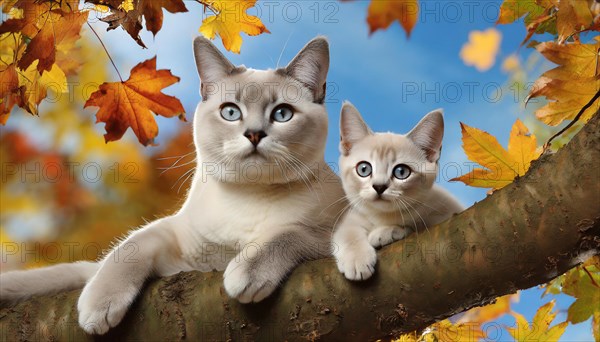 AI generated, animal, animals, mammal, mammals, cat, felidae (Felis catus), a cat and a kitten