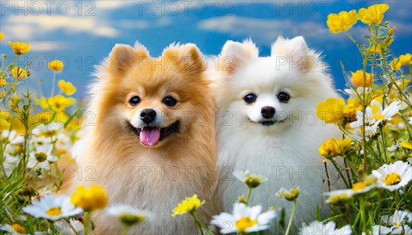 KI generated, animal, animals, mammal, mammals, a, single animal, dwarf spitz, Spitz, (Canis lupus