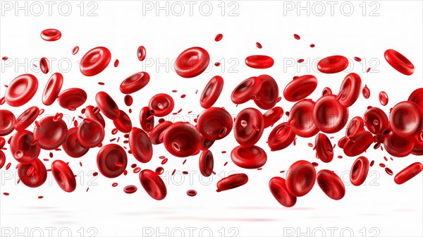 Dense cluster of red blood cells spread over a white surface, ai generated, ai generated, AI