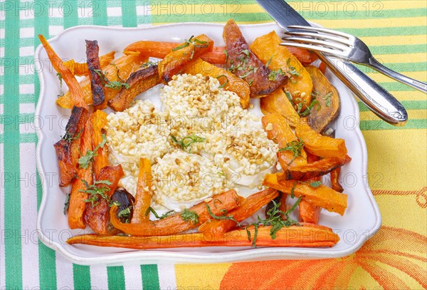 South German cuisine, butternut squash, butternut pumpkin, pumpkin baked with goat's cheese, cheese