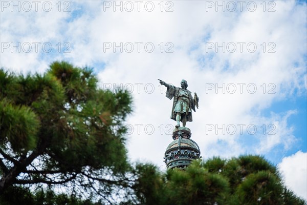 Columbus Column at the end of the Ramblas, Christopher Columbus points towards the New World,