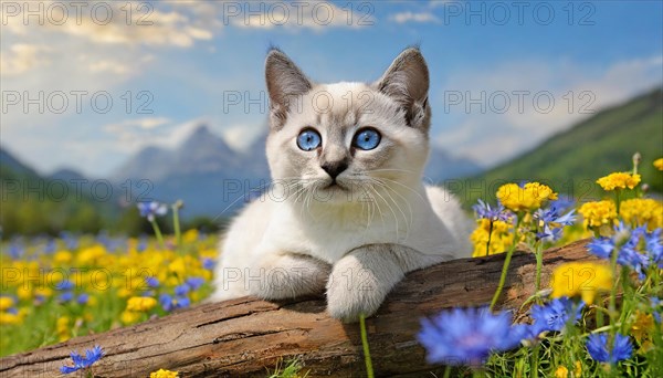 KI generated, animal, animals, mammal, mammals, cat, felidae (Felis catus), a kitten resting in a