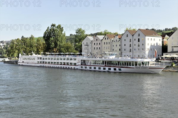 The river cruiser VIKING EUROPE, built in 2001, 114, 30 metres long near Passau, large river cruise