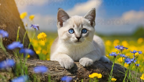 KI generated, animal, animals, mammal, mammals, cat, felidae (Felis catus), a kitten resting in a