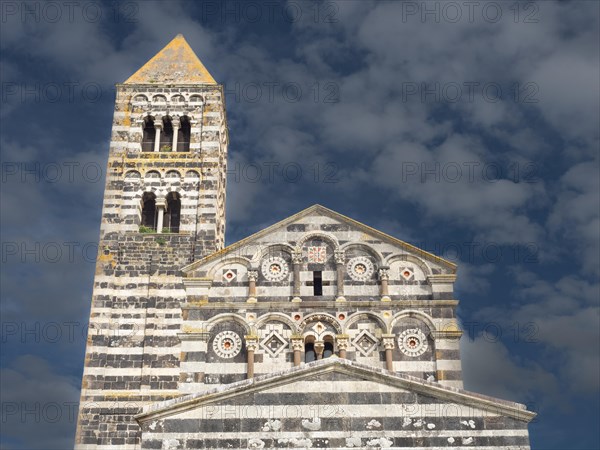 Church tower, abbey church Santissima Trinita di Saccargia of the destroyed Camaldolese monastery,