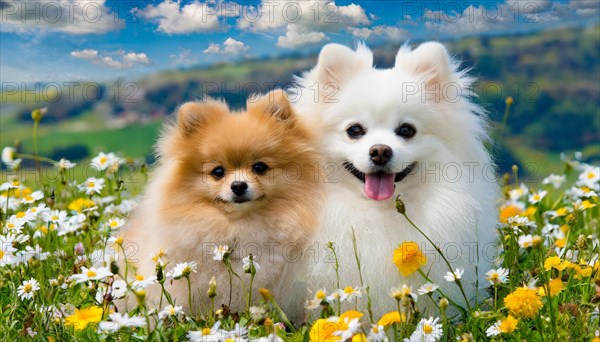 KI generated, animal, animals, mammal, mammals, a, single animal, dwarf spitz, Spitz, (Canis lupus