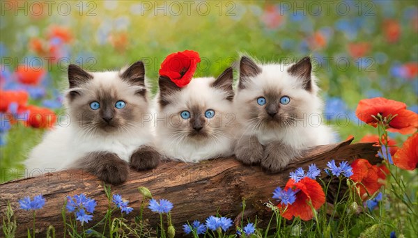 KI generated, animal, animals, mammal, mammals, cat, felidae (Felis catus), three cats resting on a