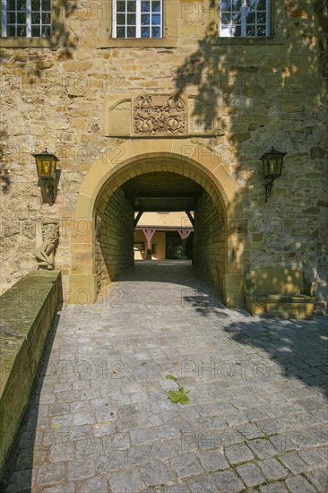 Access to the moated castle Sachsenheim, Grosssachsenheim Castle, former moated castle, archway,