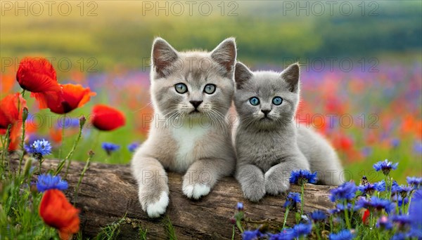 KI generated, animal, animals, mammal, mammals, cat, felidae (Felis catus), two kittens resting on