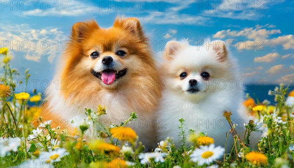 KI generated, animal, animals, mammal, mammals, a, single animal, dwarf spitz, Spitz, (Canis lupus