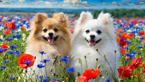 KI generated, animal, animals, mammal, mammals, dwarf spitz, Spitz, (Canis lupus familiaris), dog,