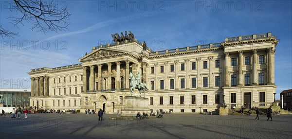 Reconstruction of Brunswick Castle, today the Schloss arcades shopping centre, equestrian statue of
