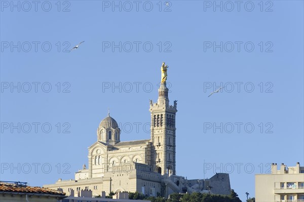 Church of Notre-Dame de la Garde, distant view of the Basilica of Notre-Dame de la Garde in