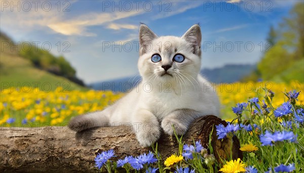 KI generated, animal, animals, mammal, mammals, cat, felidae (Felis catus), a kitten resting in a