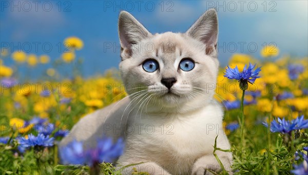 KI generated, animal, animals, mammal, mammals, cat, felidae (Felis catus), a kitten resting in a