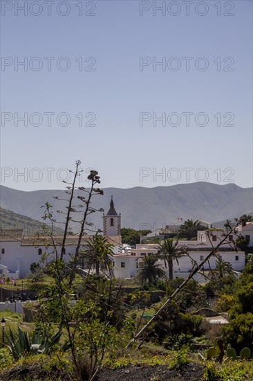 View of Betancuria with the historic church Iglesia de Santa Maria, Betancuria, Fuerteventura,