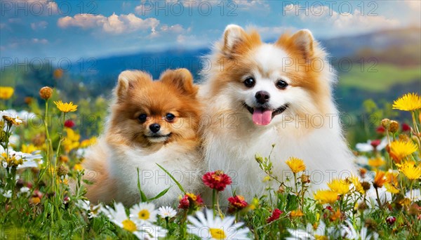 KI generated, animal, animals, mammal, mammals, a, single animal, dwarf spitz, Spitz, (Canis lupus