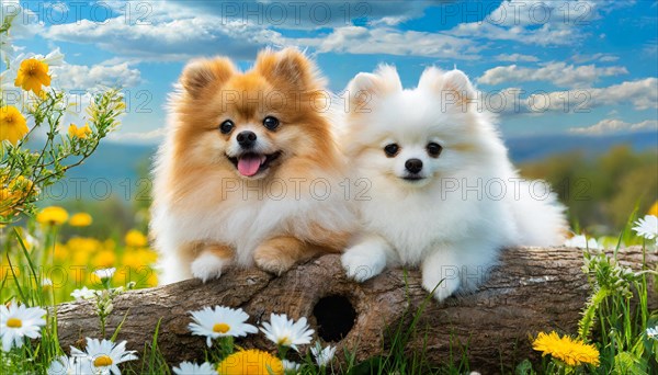 KI generated, animal, animals, mammal, mammals, a, single animal, dwarf spitz, Spitz, (Canis lupus