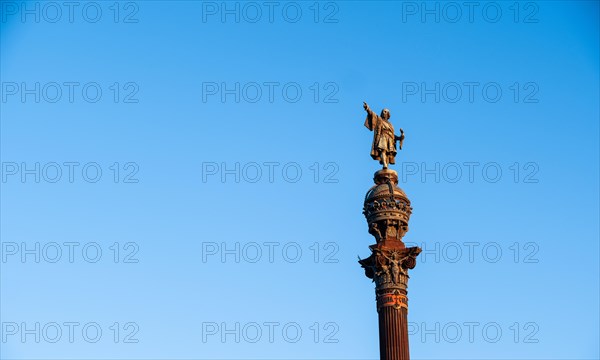 Columbus Column at the end of the Ramblas, Christopher Columbus points towards the New World,