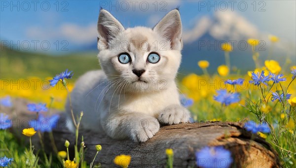 KI generated, animal, animals, mammal, mammals, cat, felidae (Felis catus), a kitten resting in a